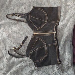 Cute denim zip up top Say What brand